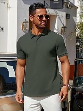 Van Heusen Men's Dark Green Cotton Polo